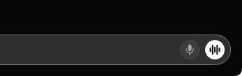 The right-hand end of the message box, with two round buttons: a microphone and a waveform