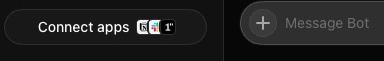 The foot of the Grok Bot sidebar: a wide button that reads Connect apps, with three small app icons at its right-hand end