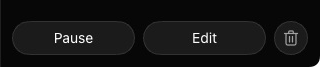 The foot of the routine's panel: a Pause button, an Edit button and a bin icon